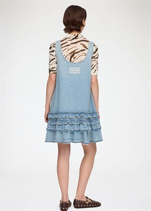 Lightweight denim frill mini kjole Light Blue Vintage A1030531Ganni 